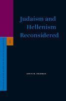 Judaism And Hellenism Reconsidered