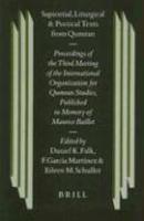 Sapiental, Liturgical And Poetical Texts From Qumran: Proceedings Of The Third Meeting Of The International Organization For Qumran Studies, Oslo 1998